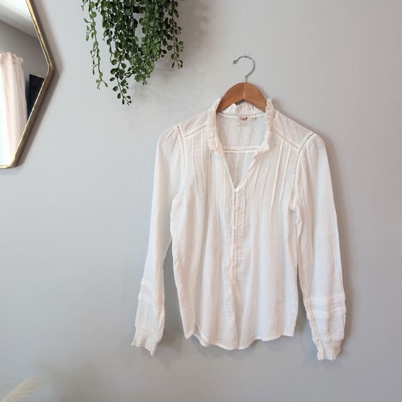 Faherty White Women's Button Down Blouse Sz. Xs - Picture 3 of 11